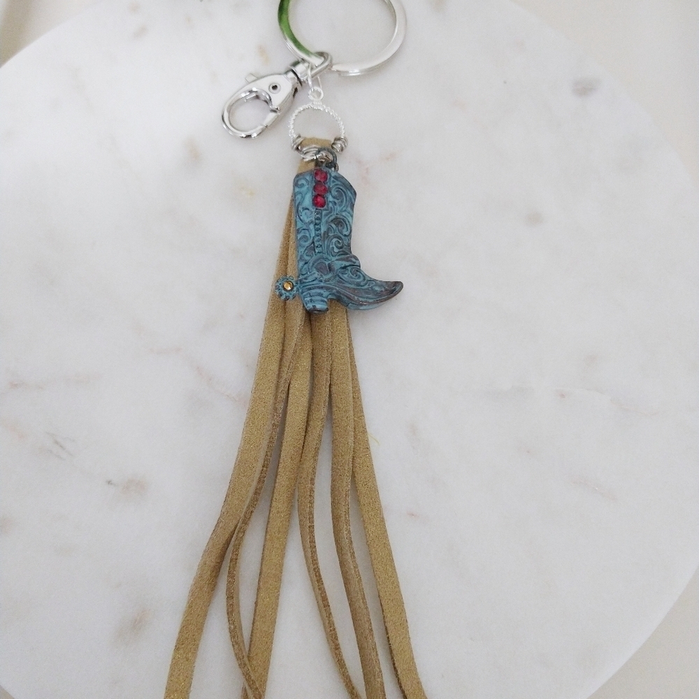Western Style Boot Tassel Keychain